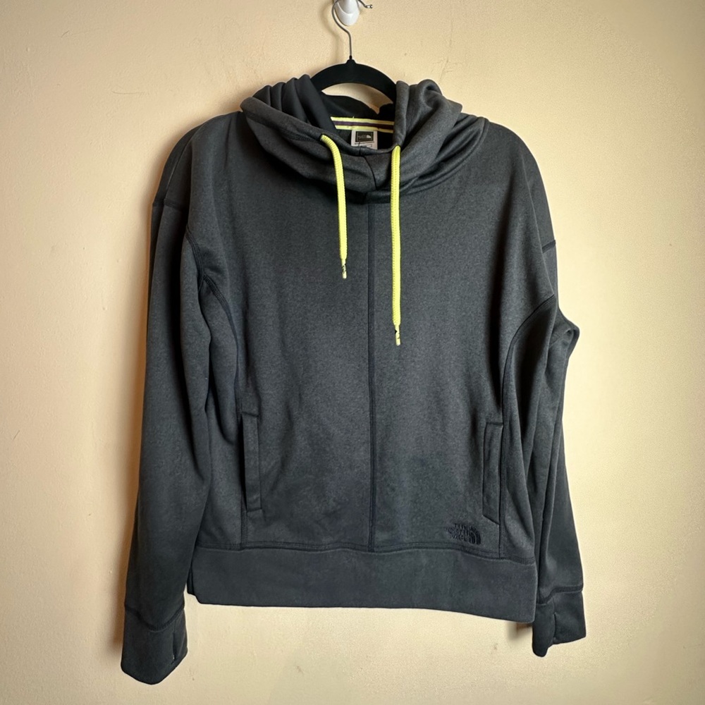 North Face Gray Funnel Neck Hoodie Pullover Sweatshirt Women’s Size Medium - Picture 2 of 15